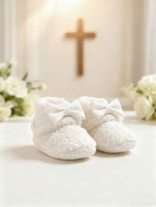 婴儿拖鞋 女童男童婴儿鞋 保暖婴儿袜鞋 新生儿婴儿床鞋 学步鞋 - 白色 - 查看 10