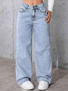 Quần Jeans Co Giãn Thường Ngày Cho Bé Gái Tuổi Teen Đa Năng Phù Hợp Với Mọi Mùa - Màu xanh nhạt - Xem 2