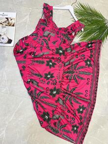 Long Dress With PRINT And Lining In Beautiful, Fashionable CREPINHO Fabric - Bubblegum Pink - View 4