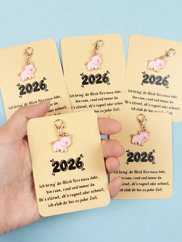 5 pezzi Portachiavi in lega Biglietti d'auguri di Capodanno, Portachiavi in lega a forma di animalicartoni animatin, Biglietti d'auguri di Capodanno 2026, Portachiavi alla moda da uomo e donna, Ciondoli alla moda da uomo e donna, Biglietti d'auguri di Capodanno e Vacanze invernali