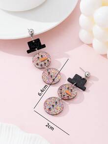 1 Pair Cute Colorful Snowman Design Fashion Jewelry Earrings For Women, Perfect Decoration For Holiday Parties