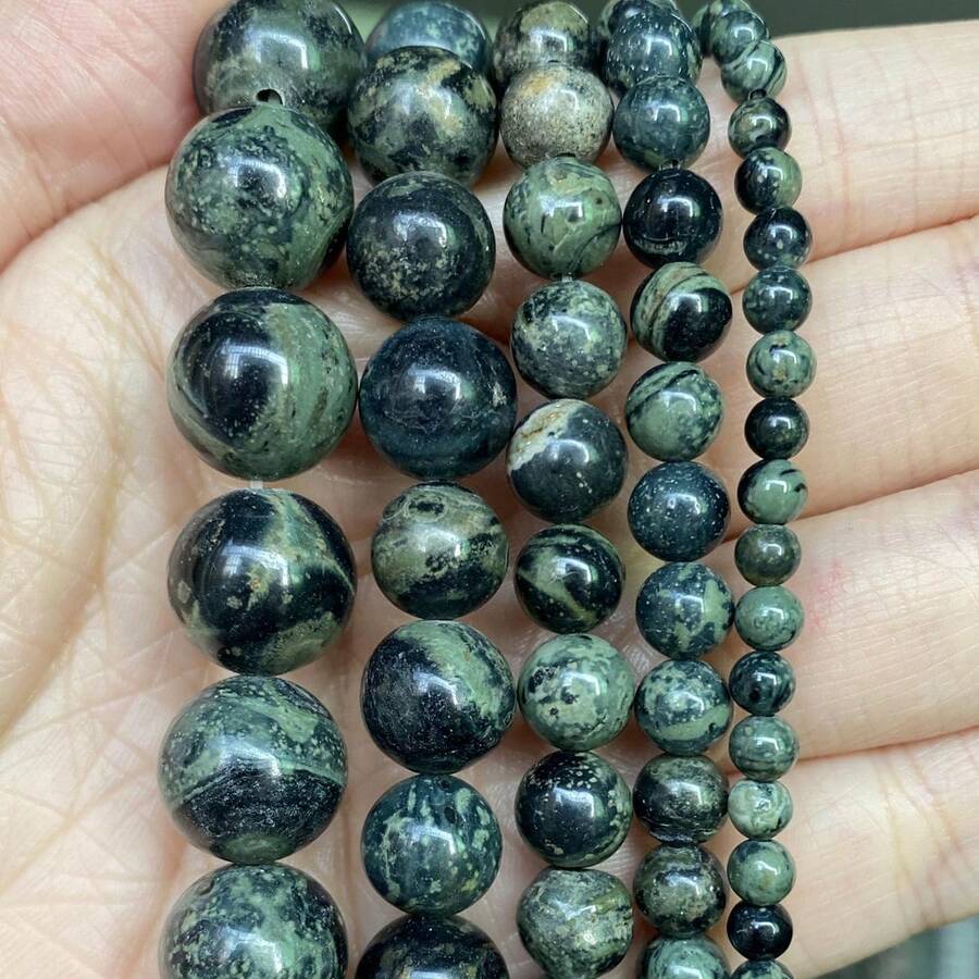 4/6/8/10/12mm Natural Rhyolite Jasper Stone Round Beads For Jewelry Making DIY Bracelets Necklaces Earrings Accessories 15" - 彩色 - 查看 1