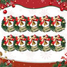 1 confezione di decorazioni per cupcake a forma di corona di Natale con fiocco, cerchio di erba verde, campanelle natalizie, stuzzicadenti per cupcake per festa di nascità, compleanno, Capodanno, Natale, decorazioni per torte e feste