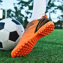 2025新款男士钉鞋,专业训练防滑软底,轻便透气,经久耐用,减震性能出色,专为人造草坪和街头足球设计,运动风格,提升场上表现 - 桔紅色 - 查看 6