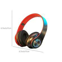 Wireless Gaming Headset With Microphone Bluetooth 5.3, Foldable Over Ear Headphones With Active Noise Canceling & LED Lights, Dual Wired/Wireless Mode For PC Laptop Phone, Deep Bass Sound For Music Sports Game, Portable Design With Long Battery Life - 黑紅色 - 查看 11