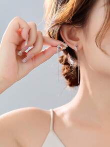 Nooxian 1 paire de boucles d'oreilles à gland en cuivre avec symbole infini élégantes et pour femmes - Argent - Voir 6
