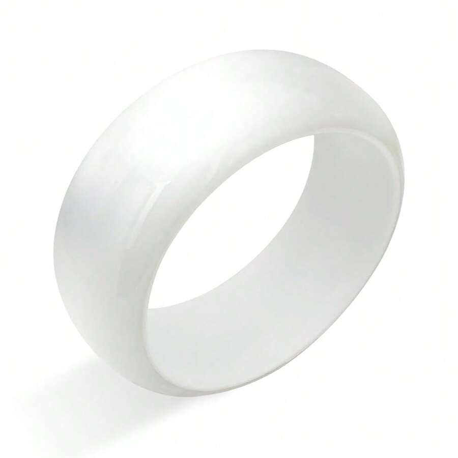 FUNOJOY Acrylic Resin Bangle Bracelets For Women 1-3Pcs Simple Oval Polished-Finish Chunky Bangle Bracelet Wide Wristbands Fashion Jewelry Bracelet For Women{Inchcolor_nameinch:InchA-Whiteinch} - A-白色 - 查看 1