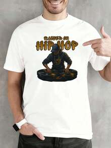 PLUS SIZE Unisex Hip Hop DJ Graphic Tee Combed Cotton Soft Touch Regular Fit Vintage Autumn Essential - White - View 1