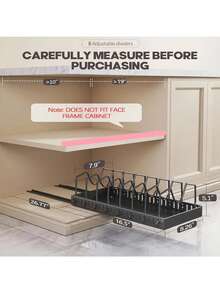 1pc Heavy Duty Pull-Out Lid Organizer Rack - Under Cabinet Storage, 7 Adjustable Steel Racks, Space-Saving Pull-Out Shelf, Compatible With Pots, Pans, Lids - For Kitchen, Dining Room Or Home Use - Easy Install Under Cabinet Organizer, Kitchen Organization, Compact Design, Sturdy Construction, Ideal For Homeowners