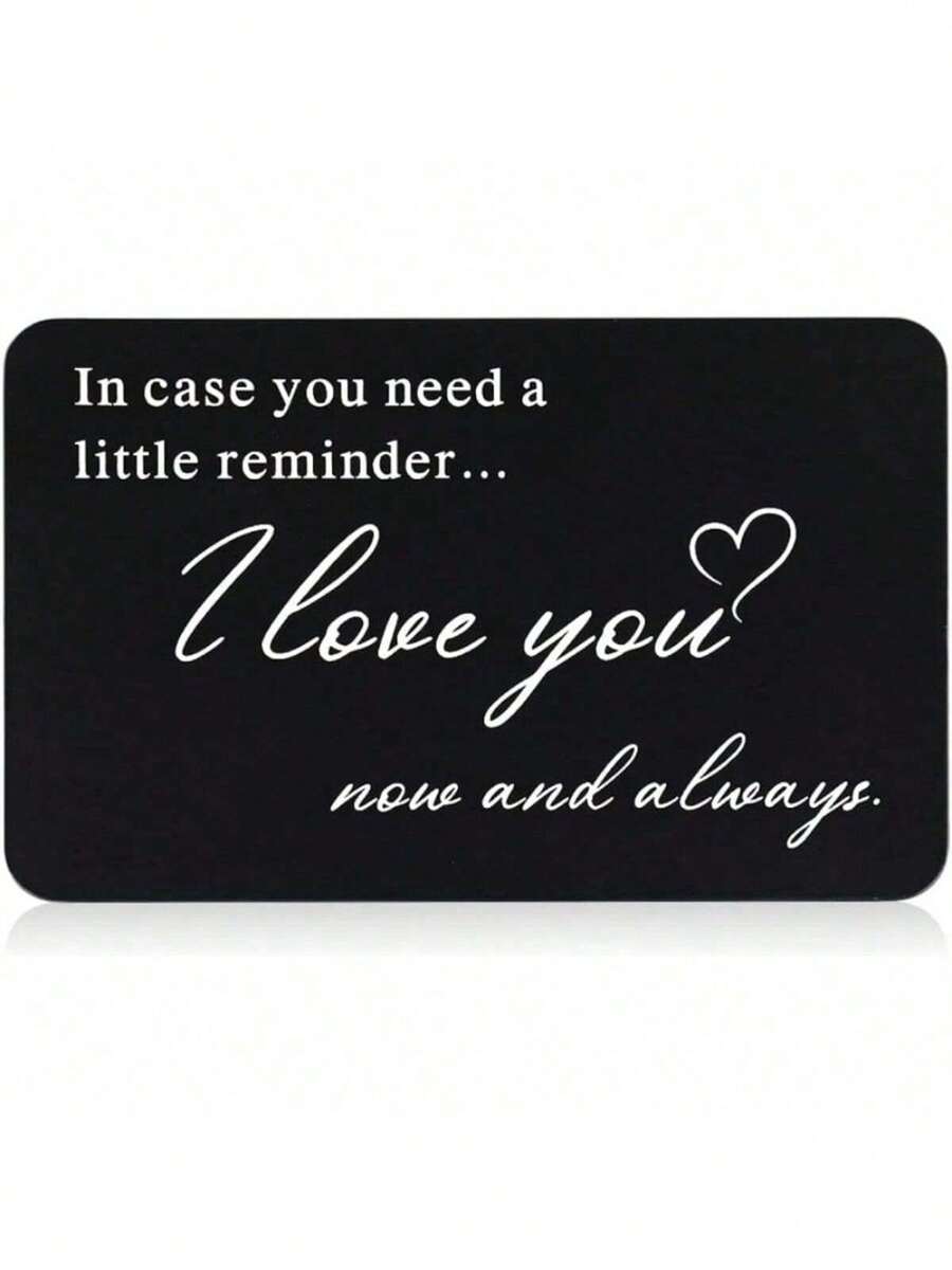 New Aluminum Alloy Engraved Wallet Card Decoration Gift For Boyfriend Husband, In Case You Need A Little Reminder I Love You Wallet Insert Card Wedding Christmas Valentine's Day Birthday Gift - Black - View 1