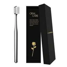 Luxury Silver Manual Toothbrush Soft Bristles Better Gift Elegant Electroplated Design Perfect For Home, Hospitality Or Travel Toothbrushes For Sensitive Teeth{Inchcolor_nameinch:InchSilverWhiteinch} - 銀白 - 查看 5