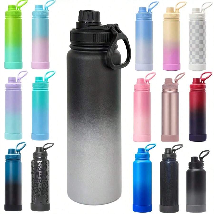 1pc 600ml Insulated Water Bottle, Stainless Steel Leak-Proof Sports Water Bottle, Double Wall Vacuum Insulated Metal Glass Cup, Suitable For Christmas, Halloween, Father's Day, Mother's Day - Multicolor - View 1