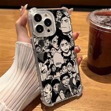 Anime Popular Blooded Haikyuu Football Phone Case Suitable For IPhone 16, 15, 14, 13, 12, 11 Pro Max, X, XR, XS Max, 8 Plus - Shockproof Transparent Soft Back Cover