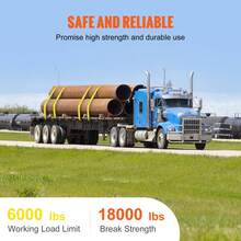 Correas de cabrestante , 10 cm x 9 m, capacidad de carga de 2777 kg, resistencia a la rotura de 8277 kg, correas para camión con gancho plano, amarres para plataforma, control de carga para remolques, granjas, rescates, protección de árboles, amarillas (paquete de 10) - Amarillo - Ver 5