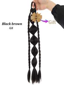 1PC Synthetic New Chinese Style Lantern Bubble Ponytail With Removable Yellow Bow For Girls Kids Sweet CoolLong Braid Lantern Boxing High Ponytail - Multicolor - View 9