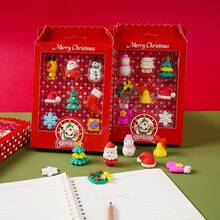 8 piezas Borrador mini de Navidad en caja, 8 formas festivas (árbol, sombrero, Santa, muñeco de nieve, guante, corona, copo de nieve, campana) - Favor de fiesta, intercambio de clase, relleno decorativo, decoración navideña - Colores brillantes, duradero y fácil de - Excelente para suministros de fiesta de Navidad, bolsas de regalo, rellenos de calcetines y papelería navideña - Decoraciones y premios de fiesta navideña