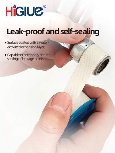 Higlue 2/4pcsReinforced Raw Material Tape,PTFE Tape, Pipe Thread Sealing Tape, Wrap 3 Times For No Leaks, Water-Expanding Tape, Suitable For Bathroom And Kitchen Faucets, Water Pipes, Shower Heads, Leak-Proof Shower And Bathroom Accessories Sealing Tape ,