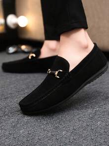 Men's Loafers, Classic Fashion Comfortable Dress Shoes, Slip-On Casual Shoes, Metal Decor Driving Shoes, Easy To Wear And Drive, Moccasin Style (Loafers Run Small, Big-Footed People Are Advised To Buy One Size Up)