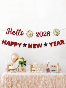 2个“你好 2026 / 新年快乐”横幅，2026新年主题派对装饰旗帜 - 彩色 - 查看 3
