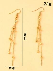 1对金属链流苏耳环，简约个性耳坠，波西米亚风时尚耳环，女士款