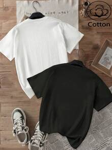 SpongeBob SquarePants Áo phông nữ dáng rộng, chất liệu cotton, dáng suông, màu đen, khoét vai mới năm 2025, thường ngày, đi nghỉ, dạo phố, trường học, phong cách đa năng Y2K dành cho nữ, đồ thể thao thoải mái và rộng rãi, phù hợp với nhiều dịp khác nhau, áo nữ, kết hợp tốt nhất với phong cách nam giới. - Đen + Trắng - Xem 2