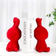 1pc 23cm Tall Ceramic Rabbit Decor, Cute Rabbit Craft With Flocking Technique, Auspicious Red Rabbit Ornament, "Forever Love" Figurine, Suitable For Home Decor, Living Room, Christmas Decoration - Multicolor - View 8