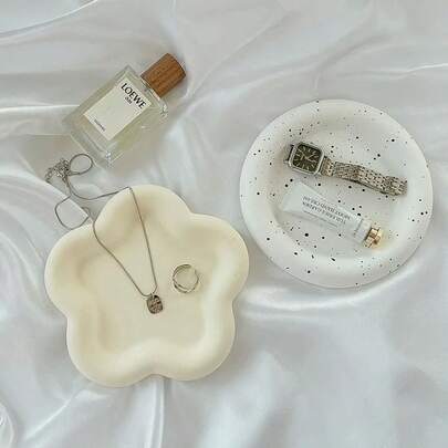 3pcs/Set Tray Ins Style Plaster Plate Living Room Photo Prop Splatter Plate Necklace Full Set Desktop Decor