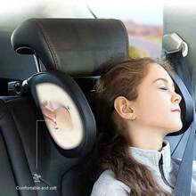 ROOLAEFOO Diese schwarze Autokopfstütze für Erwachsene ist einfach zu montieren und verfügt über eine um 180° drehbare Nackenstütze mit ergonomischem U-Design. Dieses Autositzkissen ist ideal für lange Fahrten und Nickerchen.