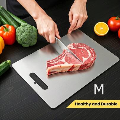 304 Stainless Steel Cutting Board - Heavy-Duty Large Chopping Block With Rounded Edges, Non-Porous Surface & Rounded Corners, Dishwasher  & Easy To Clean, Hygienic Durable Kitchen Prep Board For Meat, Vegetables, Fruits