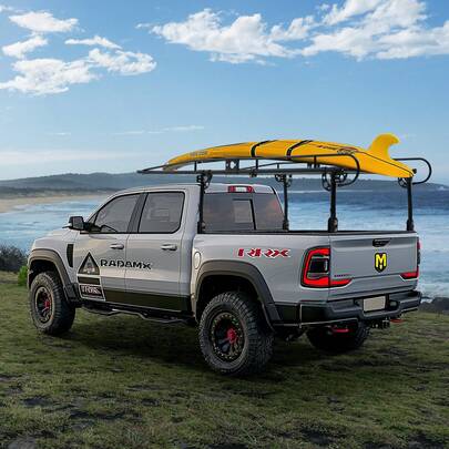 Porte-échelle pour camions, capacité de charge de 454 kg, aucun perçage requis pour les charges longues ou lourdes, galerie de toit largeur réglable de 110 à 160 cm pour kayak, échelle, planche de surf, bois