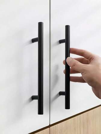 1pc Kitchen Handle Stainless Steel T Bar Door Pull Cabinet Knobs And Handles Black Furniture Handle, Furniture Hardware, Door Knob Cabinet Wardrobe Drawer Pull, Cabinet Pulls Christmas For Holiday Gift Giving