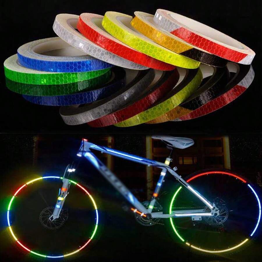 2Roll 8M Reflective Tape Fluorescent Bike Bicycle Car SReflective Stickers - Red - View 1