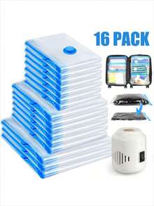 10pcs Vacuum Storage Bags Clothes Organizer Bags Travel Luggage Compression Bags,Ideal Home Supplies Space Saver Storage Bags,Suitable For Home, Apartment & Travel Use, Reusable - 16pcs透明 - 查看 1