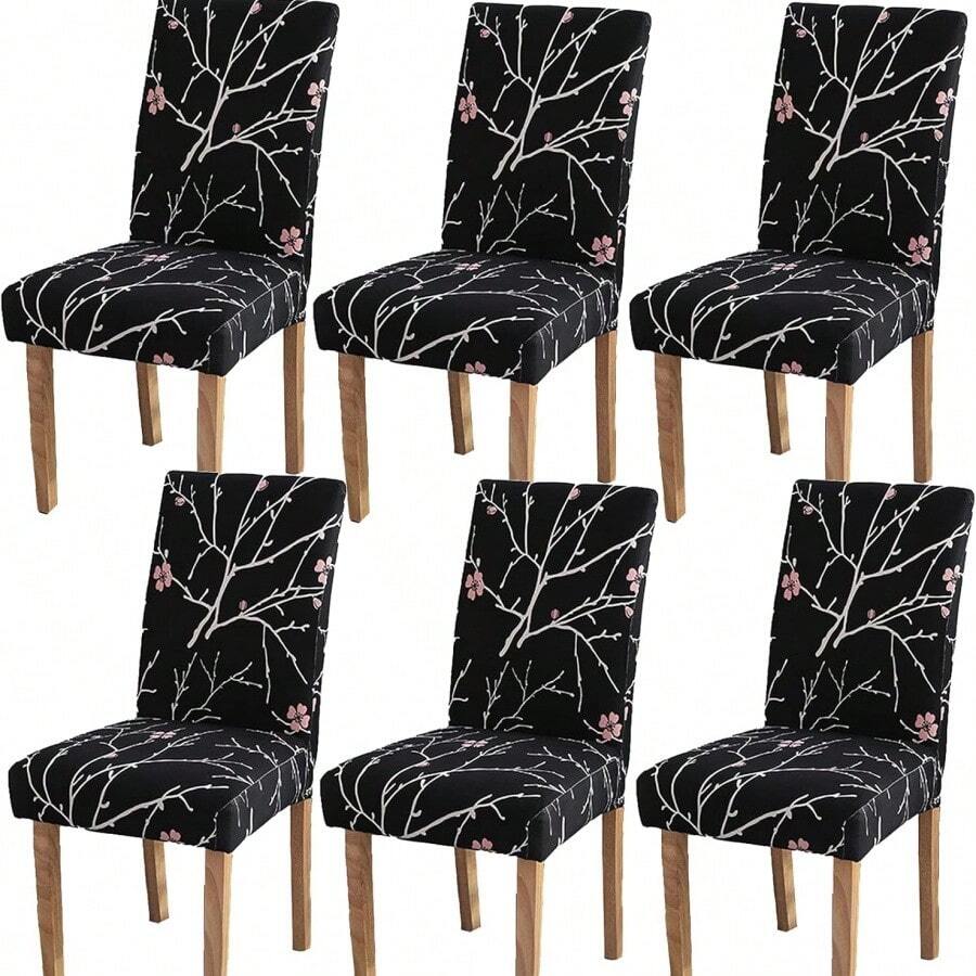 6 Pack Chair Covers Spandex Removable Washable Chair Covers For Hotel Weddings - Black - View 1