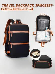 真空压缩背包，航空公司认可的个人行李包 - 尼龙行李包，多隔层设计，符合人体工学的肩带，座椅下方储物空间，适合短途旅行，Wizz Air 旅行背包，旅行行李包，旅行袋，过夜包，大容量旅行收纳包，邮轮必备，度假必备，男女通用 - 柔和淡色 - 查看 11