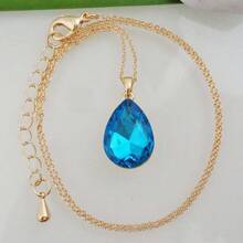 Navachi 18k Gold Plated Water Drop Pear-Shaped  Pendant Necklace 16inch+2inch{Inchcolor_nameinch:InchLakeBlueinch} - 湖藍色 - 查看 7