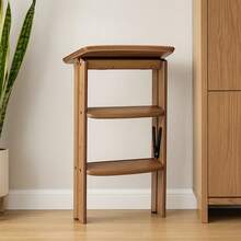 Natural Bamboo Folding Ladder – 3-Level Stepping Stool With Reinforced Structure – Lightweight & Multi-Function For Kitchen, Laundry Room Or Patio - 棕色 - 查看 7