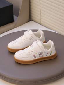 1 Pair New Embroidered Girls/Kids Casual Sneakers, Fashion Versatile Shoes