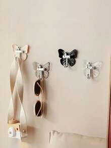 4个蝴蝶熊挂钩，自粘式，免钻孔，易于安装，防水墙面挂钩，适用于浴室、厨房、客厅入口，可用作毛巾架或钥匙架 - 彩色 - 查看 2