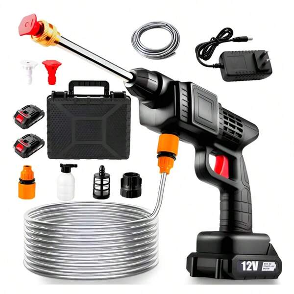 12v Hidrolavadora Electrica Pistola Para Lavado Autos Portatil, hidrolimpiadoras sin cable, Actualizar el limpiador de alta presión no sólo tiene una super gama de funciones de una variedad de modos para que usted elija, limpiador de alta presión portátil para el lavado de coches, suelos, puertas y ventanas, una variedad de equipos de limpieza, flores de riego de árboles jóvenes, la limpieza de los cultivos, etc Recargable pistola de lavado de energía hidrolimpiadoras de alta presión