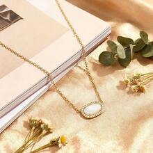 Freinit Gold Necklace For Women, 14K Dainty Pendant Choker, Adjustable Chain, Minimalist Gift For Birthday Valentine's Day Graduation Niece GF{Inchcolor_nameinch:InchMilkyWhiteinch} - màu trắng sữa - Xem 6