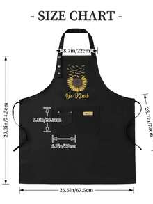 Suner Bees High Quality & Easy-Clean Apron With Bees & Honeycomb Print, Golden Lettering - Heavy-Duty Non-Stretch Fabric, Button Closure, Full Coverage For Cooking, Baking, Gardening, Beekeeping - Stylish Protective Workwear For Chefs & Hobbyists, Hobbyist Gear, Durable Material, Highquality Fabric, Home Cooks, Culinary Professionals, Apron For Women, Plus Size Apron, Vintage Apron, Pac Apron, Black Apron For Women, Christmas Apron For Women With Pocket, Kitty Apron, Hbcu Kitchen - màu đen - Xem 3