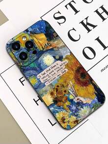 Van Gogh Art Collage Pattern Phone Case  17/16/15/14/13/12/11/Promax/Plus/X/Xs/Xmax And Galaxy Series Lens Protection Luxurious Soft Silicone High - End Noble Fashion Durable - 黑色 - 查看 6