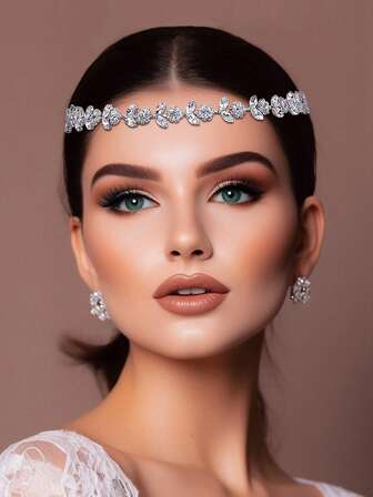 1 pieza Diadema nupcial elegante con flores de strass, accesorio para vestido de fiesta de boda para mujer, diadema para el cabello de invierno