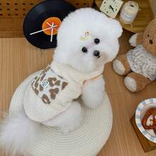 Chaleco de peluche para mascotas de otoño/invierno, ropa cálida para perros pequeños/medianos, decoración con bolsillo lindo, accesorio de correa con argolla en D - Verde - Ver 7