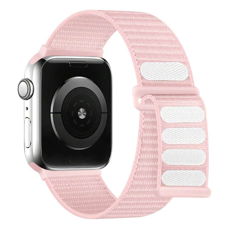 柔软透气的运动尼龙环带,兼容 表带 38MM 40MM 41MM 42MM 44MM 45MM 46MM 49MM,男女可调节表带,兼容 Series SE Ultra 10/9/8/7/6/5/4/3/2/1 - 珍珠粉 - 查看 1