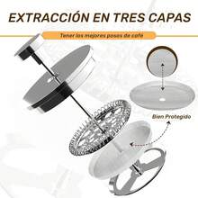 Prensa Francesa de Acero Inoxidable de 350ML,Cafetera Francesa Portatil con 2 Filtros,1 Cuchara y 1 Cepillo,French Press de Doble Pared,Cafetera y Tetera,Cafetera de Émbolo Hacer Café y Té Mejor - 1 - Ver 8