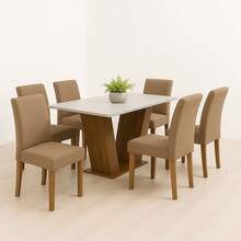 Chair Cover Kit With 6 Units For Dining Room Kitchen Pantry Gel Mesh Super Offer - Màu be - Xem 1