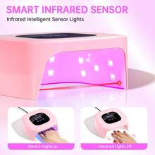 48W UV Light For Nails,Mini UV LED Nail Lamp With 3 Timer Settings, Auto Sensor, Fast Curing For Gel Nails,Nail Dryer Sparkly Gel Nail LCD Display Home Use DIY - 查看 6