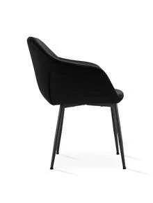 Goeurvant Velvet Modern Dining Chairs With Vertical Stripes Set Of 2 4 6 Designer Style Seats With Armrests & Metal Legs In UK Stock & Fast Delivery Elegant Furniture For Dining & Living Room Black - 黑色 - 查看 8